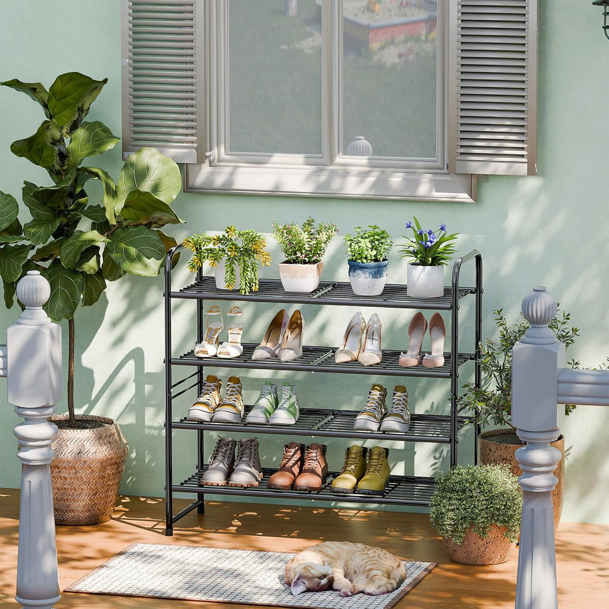 4-Tier 20 Pair Shoe Rack, Metal Stackable Shoe Storage for Closet